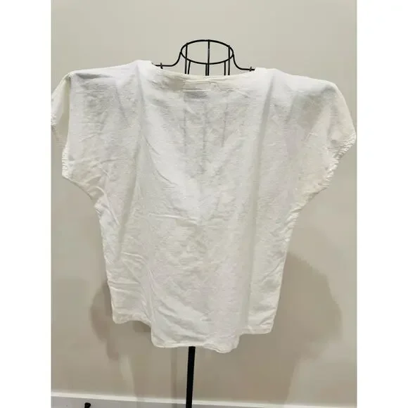 Cotton USA Women’s Small White V Neck Short Sleeve Top - Picture 4 of 6